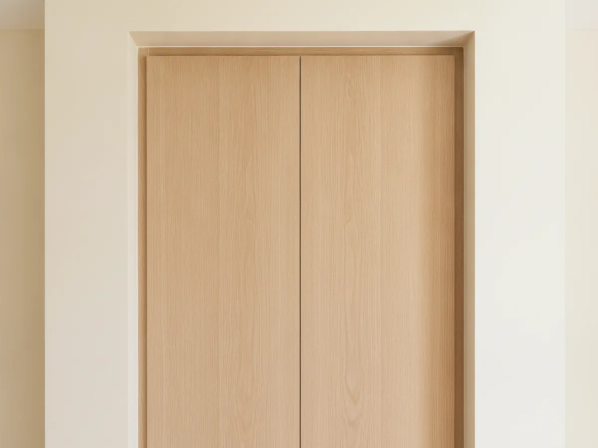 Einbauschrank mit durchgehendem Fugenbild in einer Wandnische